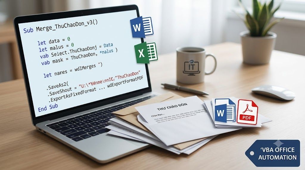 [VBA Word] Tự Động Chia Nhỏ File Mail Merge Và Lưu Theo Tên (File DOCX & PDF)